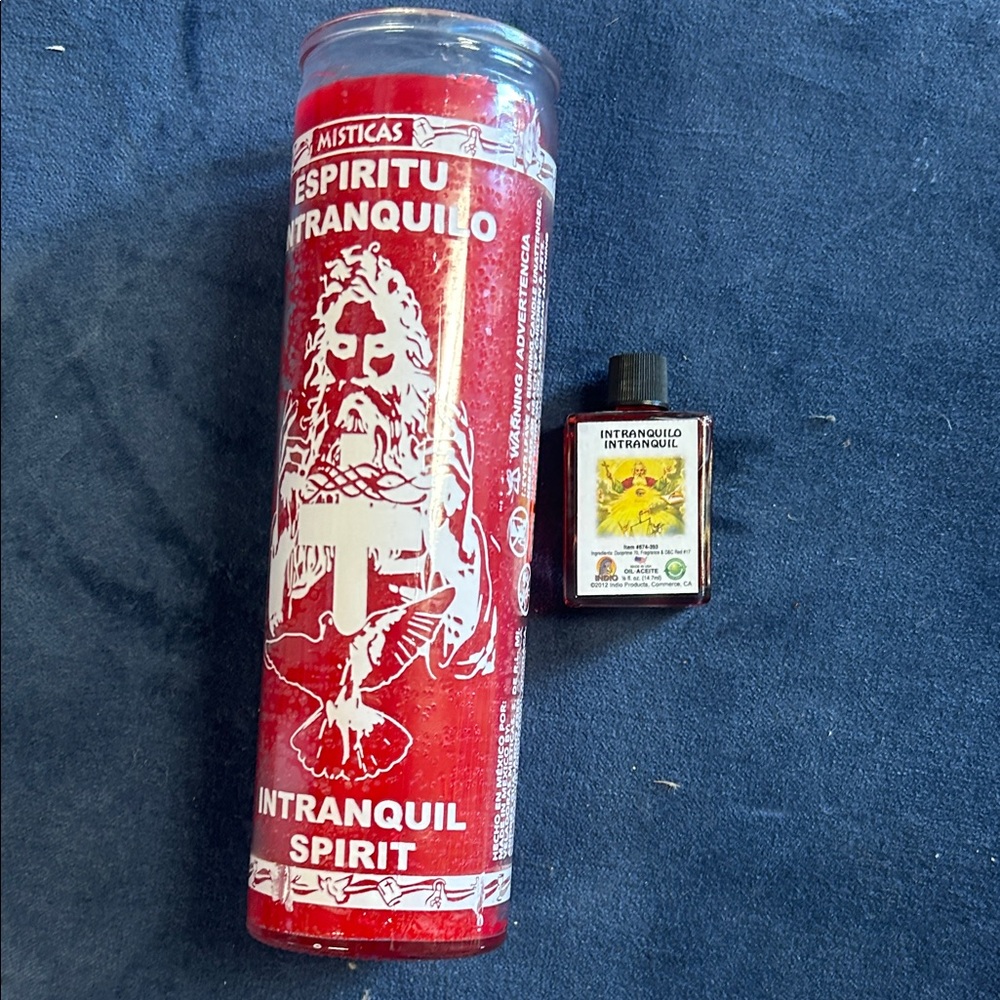 Red Espiritu Intranquilo Candle and Oil Set. Preparada solo para meter nombre